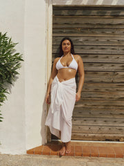 St. Tropez Sarong - White Cotton Voile