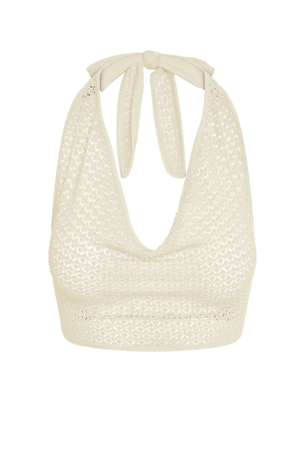 Bula Cowl Neck Top - Ivory Lace Crochet