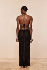 Fitted Fontelina Midi Skirt - Black Treble Knit