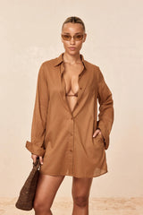 Fiji Tunic - Caramel Cotton Voile
