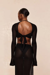 Montego Crop Top - Black Lace Crochet
