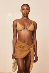 South Beach Sarong - Antique Gold Crinkle Linen