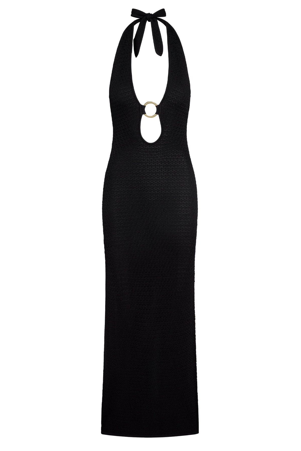 Montego Halter Dress - Black Lace Crochet