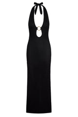 Montego Halter Dress - Black Lace Crochet