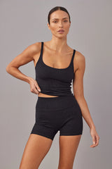 Devin Tank Crop - Black Rib