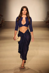 St. Tropez Sarong - Midnight Cotton Voile
