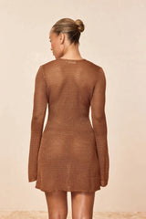 Montego Mini Dress - Caramel Treble Knit