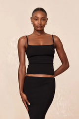 Provence Top - Black Knit Rib