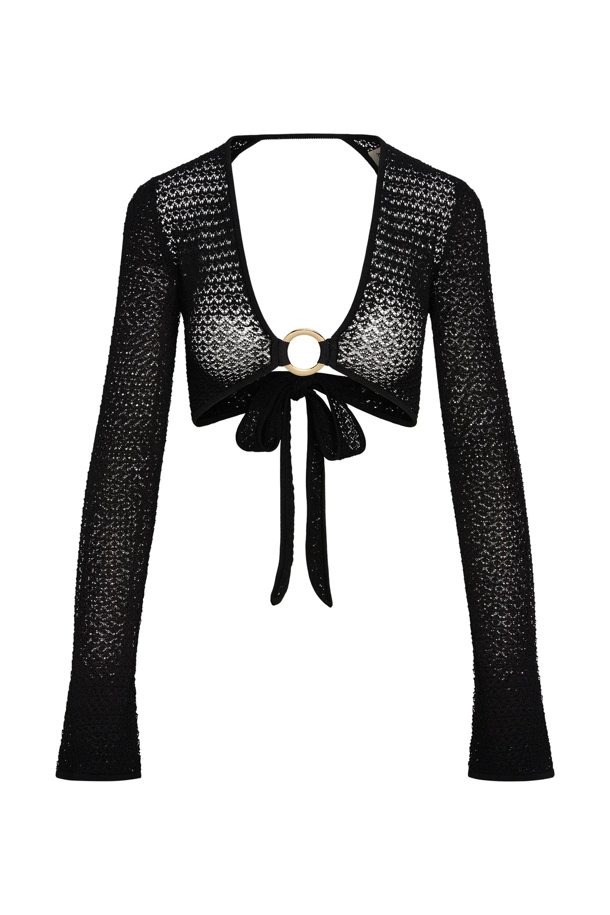 Montego Crop Top - Black Lace Crochet