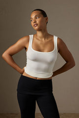 Tash Tank Long - Ivory Rib