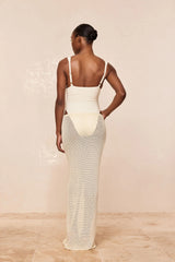 Fitted Fontelina Midi Skirt - Ivory Treble Knit