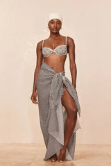 St. Tropez Sarong - Black Gingham Crinkle Linen