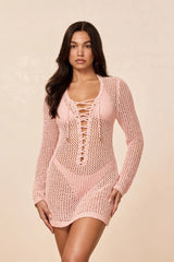 Corossol Mini Dress - Powder Pink Petit Crochet