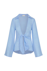 Grenada Tunic - Sky Crinkle Linen