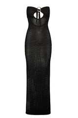 Montego Bandeau Dress - Black Lace Crochet