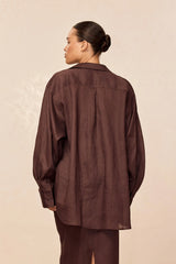 La Jolla Linen Shirt - Espresso Linen