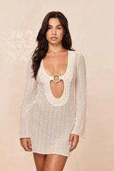 Montego Mini Dress - Ivory Crochet