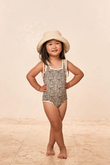 Corfu One Piece Kids - Black Gingham