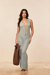 Monte Carlo Tie Dress - Light Slate Petit Crochet