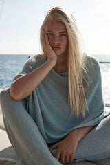 Dominica Poncho Open Knit - Light Slate