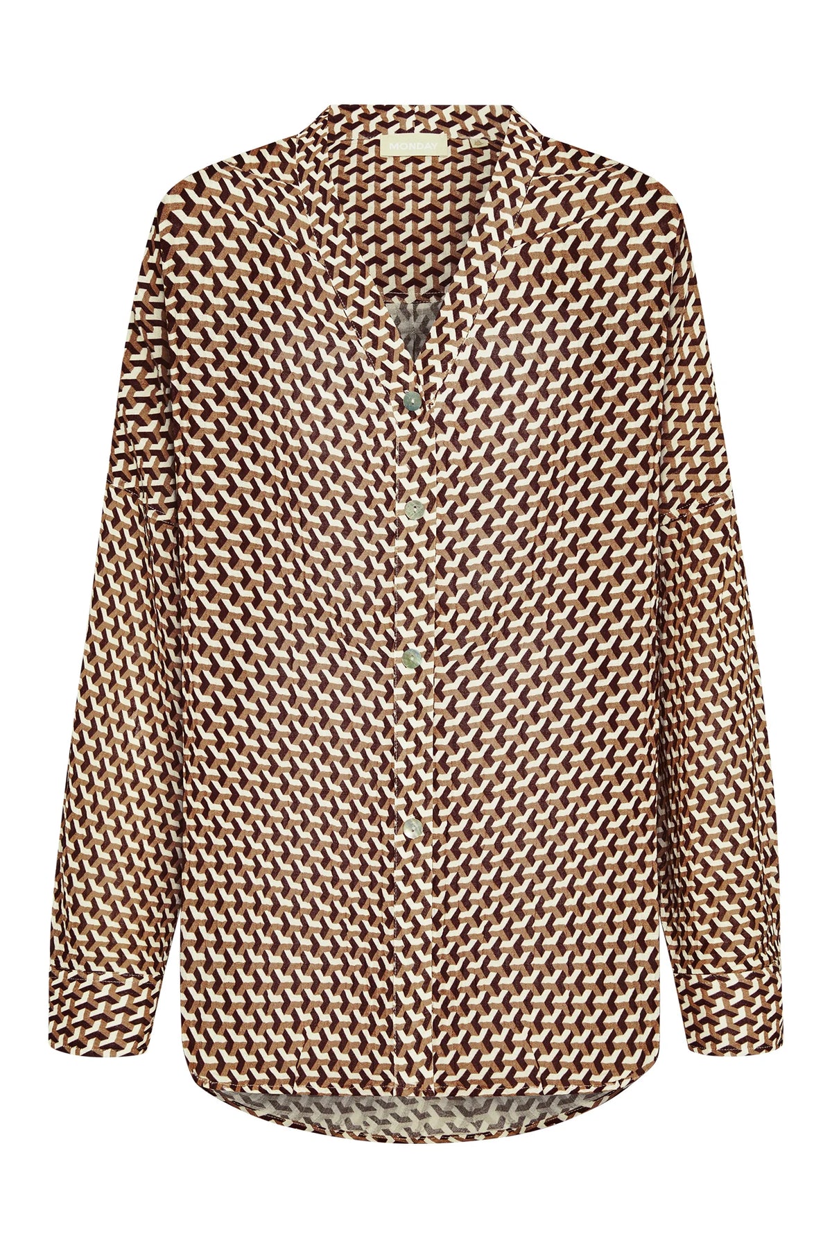 Barcelona Tunic - Husk Geo Crinkle Linen