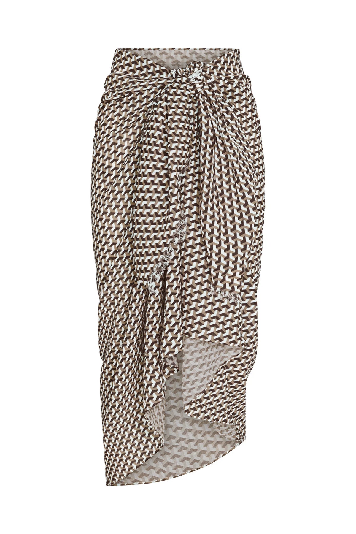 St. Tropez Sarong - Husk Geo Crinkle Linen