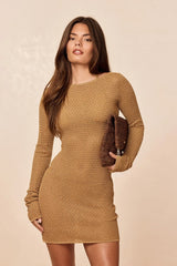 Bodrum Mini Dress - Antique Gold Lurex Lace Crochet