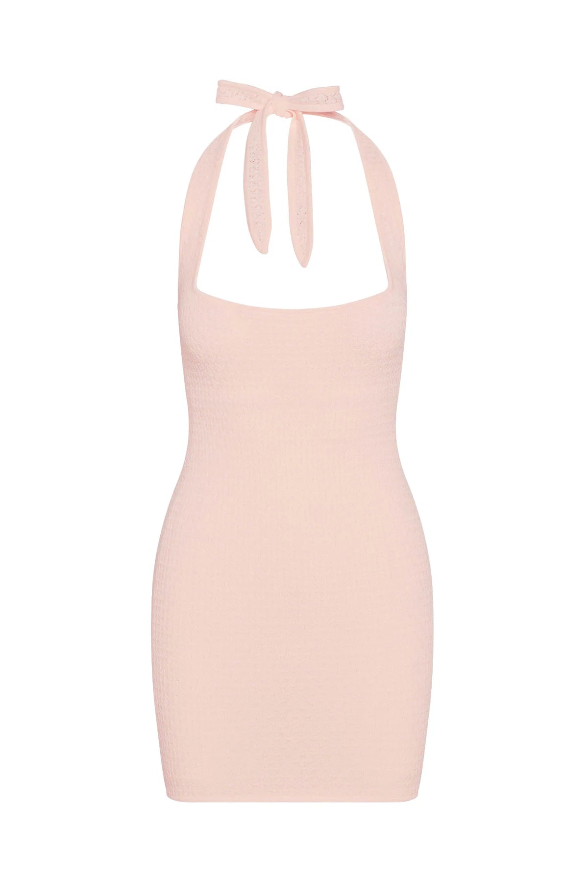 Waikiki Mini Dress - Powder Pink Lace Crochet