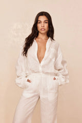 La Jolla Linen Shirt - White Linen