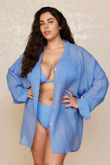 Barcelona Tunic - Azure Crinkle Linen