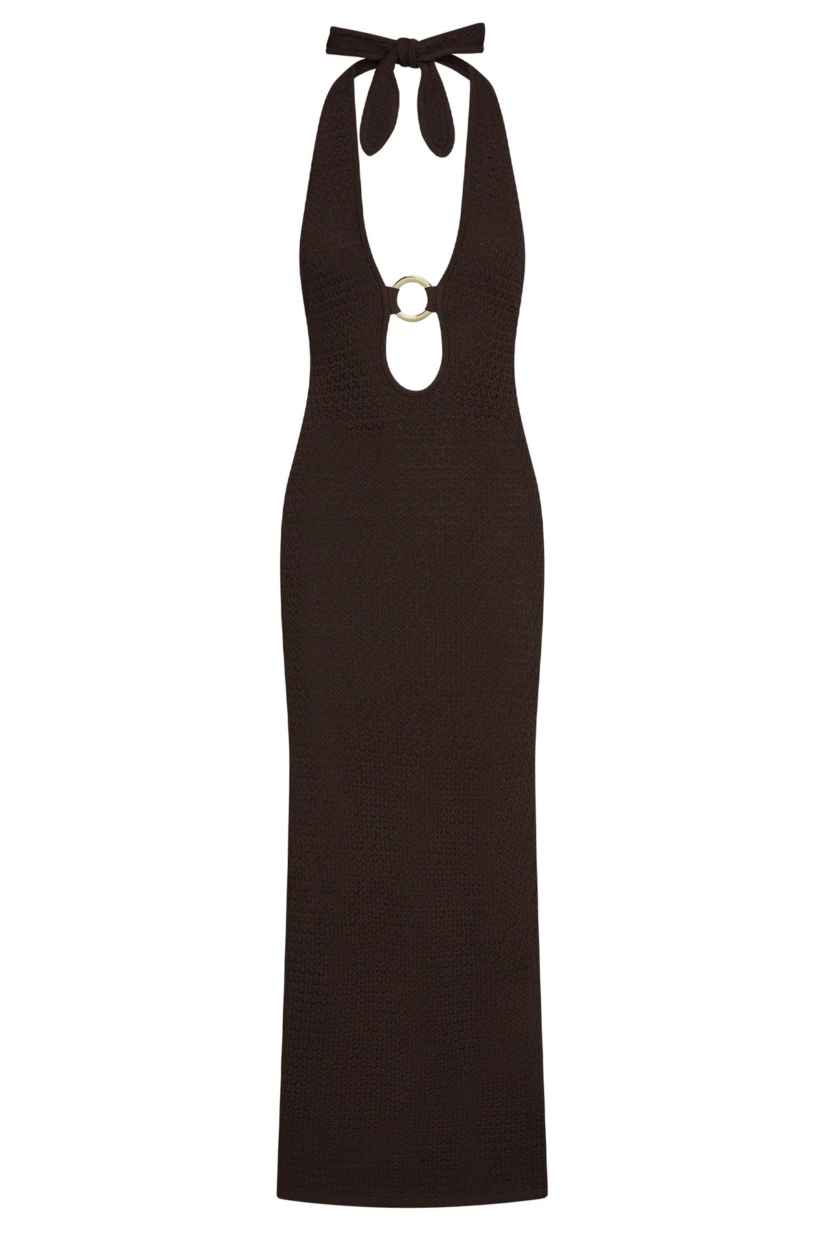 Montego Halter Dress - Espresso Lace Crochet
