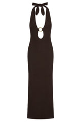 Montego Halter Dress - Espresso Lace Crochet