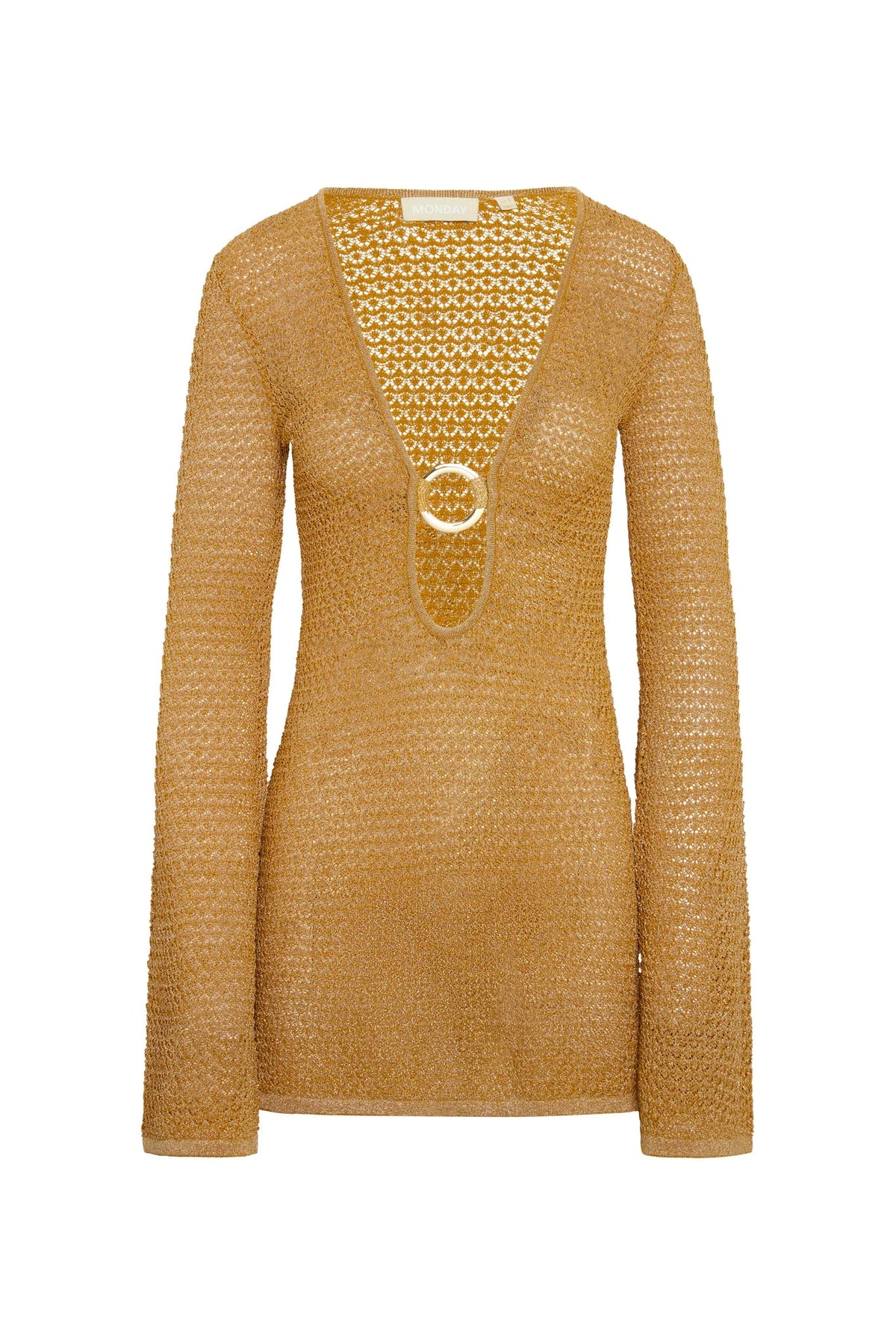 Montego Mini Dress - Antique Gold Lace Crochet
