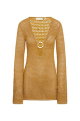 Montego Mini Dress - Antique Gold Lace Crochet